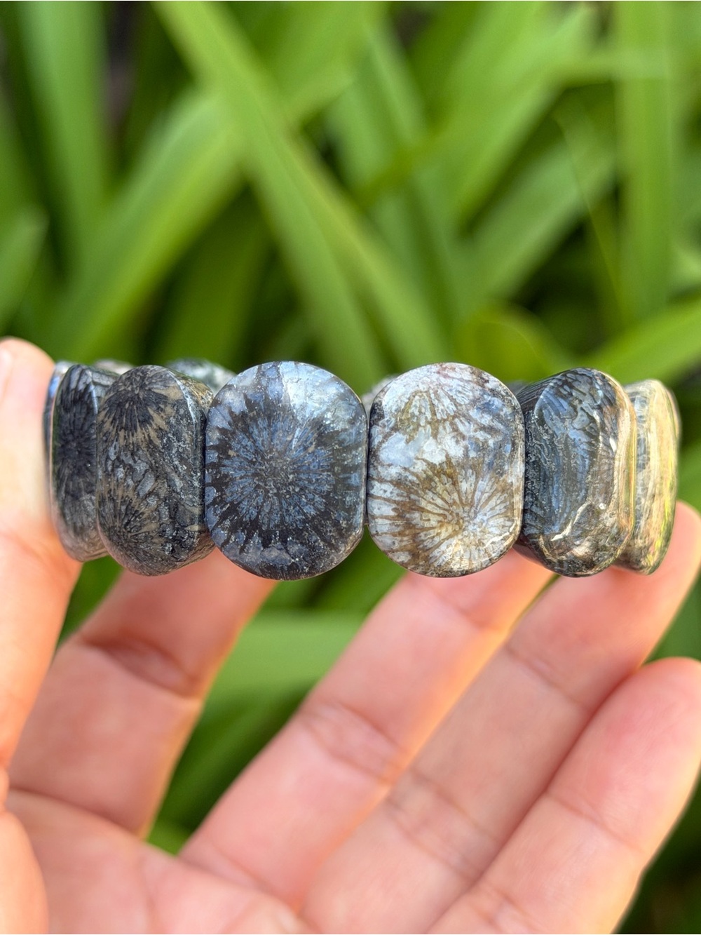 7 Inches High Quality Gray Coral‎ Fossil Soft Bangle 2053
